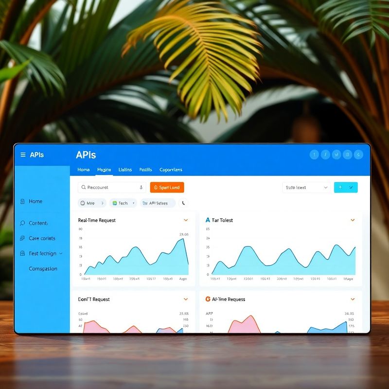 Clean API gateway dashboard with ink-blue sidebar and real-time request graphs