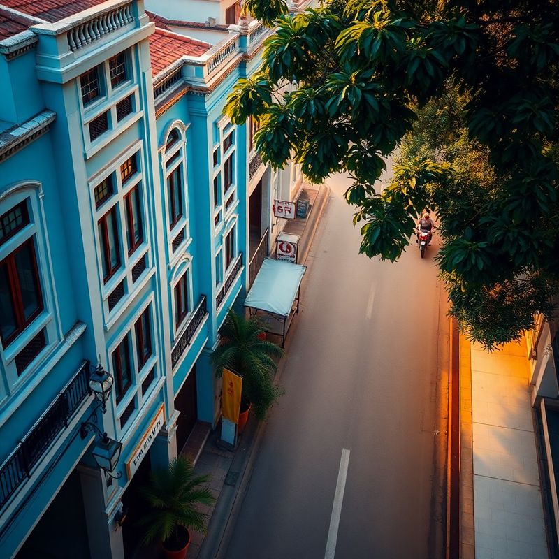 Aerial view of Chiang Mai's Nimman Road creative district at warm tropical light